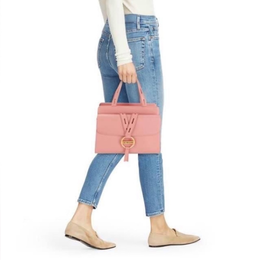 LOVE MOSCHINO top handle satchel crossbody bag blush pink
